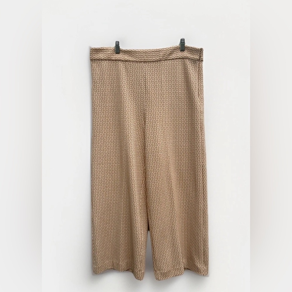 NEW Ann Taylor Dress Pants 12 High Rise Wide Leg Trouser Beige Geo Neutral Work